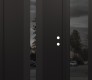 Modern Steel Front Door DIAMOND A2 52" X 80" BLACK/BLACK MIRRORED GLASS PANEL BLACK LHI WITH SIDELITE MIRRORED GLASS
