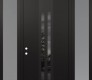 Modern Steel Front Door DIAMOND A8 64" X 96" BLACK/BLACK MIRRORED GLASS PANEL BLACK RHI WITH 2 SIDELITES AND TRANSOM FROSTED GLASS