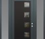 Modern Steel Front Door Diamond C5 68" x 96" anthracite/anthracite clear Glass Panel black LHI with 2 Sidelites and Transom frosted Glass