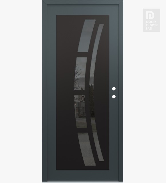 Modern Steel Front Door Diamond C12 36" x 80" anthracite/anthracite mirrored Glass Panel black LHI