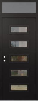 Diamond D1 36" x 96" black/black clear Glass Panel black RHI with Transom frosted Glass