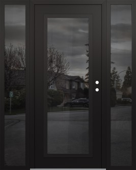 Diamond C1 68" x 80" black/black mirrored Glass Panel black LHI with 2 Sidelites mirrored Glass
