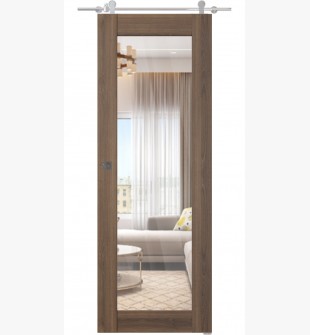 Avon 207 Clear Vetro Pecan Nutwood Barn doors