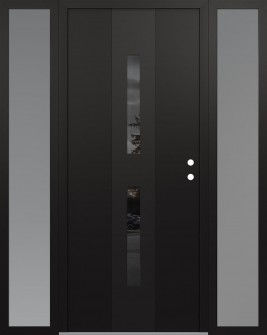 DIAMOND A6 64" X 80" BLACK/BLACK MIRRORED GLASS PANEL BLACK LHI WITH 2 SIDELITES FROSTED GLASS