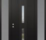 DIAMOND A6 64" X 96" BLACK/BLACK CLEAR GLASS PANEL BLACK LHI WITH 2 SIDELITES AND TRANSOM FROSTED GLASS