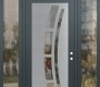 Modern Steel Front Door Diamond C12 60" x 96" anthracite/anthracite clear Glass Panel stainless steel LHI with 2 Sidelites and Transom clear Glass