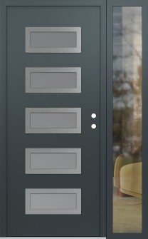 Diamond D1 50" x 80" anthracite/anthracite frosted Glass Panel stainless steel LHI with Sidelite clear Glass