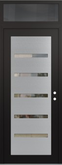 Diamond C7 36" x 96" black/black clear Glass Panel stainless steel LHI with Transom mirrored Glass