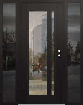 Diamond C15 64" x 80" black/black clear Glass Panel black LHI with 2 Sidelites mirrored Glass