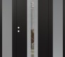 Modern Steel Front Door DIAMOND A4 64" X 80" BLACK/BLACK CLEAR GLASS PANEL STAINLESS STEEL RHI WITH 2 SIDELITES FROSTED GLASS