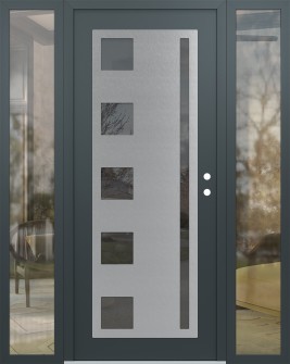 Diamond C3 68" x 80" anthracite/anthracite mirrored Glass Panel stainless steel LHI with 2 Sidelites clear Glass
