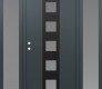 Modern Steel Front Door DIAMOND A13 60" X 80" ANTHRACITE/ANTHRACITE FROSTED GLASS PANEL BLACK RHI WITH 2 SIDELITES FROSTED GLASS