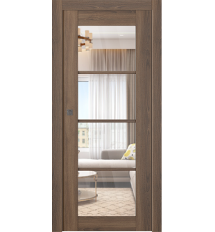 Avon 4 Lite Clear Vetro Pecan Nutwood Pocket doors
