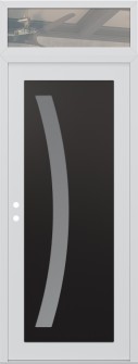 Diamond C4 36" x 96" white/white frosted Glass Panel black RHI with Transom clear Glass