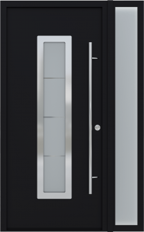 MODERN FRONT STEEL DOOR ARGOS BLACK/WHITE 49 1/4" X 81 11/16" LHI + SIDELITE RIGHT