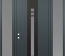 Modern Steel Front Door DIAMOND A4 60" X 96" ANTHRACITE/ANTHRACITE FROSTED GLASS PANEL BLACK RHI WITH 2 SIDELITES AND TRANSOM FROSTED GLASS
