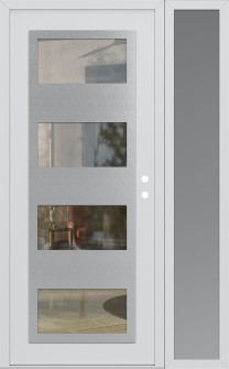 Diamond C2 48" x 80" white/white clear Glass Panel stainless steel LHI with Sidelite frosted Glass