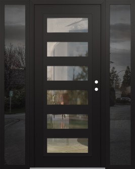 Diamond C9 64" x 80" black/black clear Glass Panel black LHI with 2 Sidelites mirrored Glass