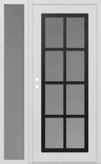 Diamond C16 50" x 80" white/white frosted Glass Panel black RHI with Sidelite frosted Glass