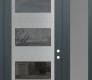 Modern Steel Front Door Diamond C2 50" x 96" anthracite/anthracite mirrored Glass Panel stainless steel LHI with Sidelite and Transom frosted Glass