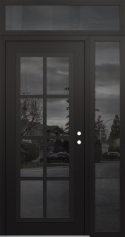 Diamond C16 50" x 96" black/black mirrored Glass Panel black LHI with Sidelite and Transom mirrored Glass