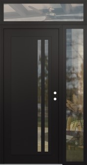 Diamond C6 50" x 96" black/black clear Glass Panel black LHI with Sidelite and Transom clear Glass