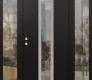 Modern Steel Front Door DIAMOND A1 64" X 80" BLACK/BLACK CLEAR GLASS PANEL STAINLESS STEEL RHI WITH 2 SIDELITES CLEAR GLASS