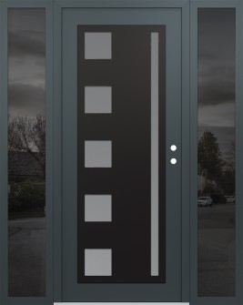 Diamond C3 60" x 80" anthracite/anthracite frosted Glass Panel black LHI with 2 Sidelites mirrored Glass