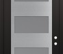 Modern Steel Front Door Diamond C2 36" x 96" black/white frosted Glass Panel stainless steel LHI with Transom frosted Glass