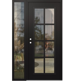 Diamond C16 48" x 80" black/black clear Glass Panel black RHI with Sidelite clear Glass