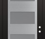 Modern Steel Front Door Diamond C2 36" x 96" black/white frosted Glass Panel stainless steel LHI with Transom clear Glass