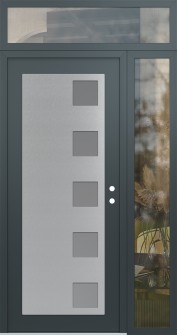Diamond C5 52" x 96" anthracite/anthracite frosted Glass Panel stainless steel LHI with Sidelite and Transom clear Glass