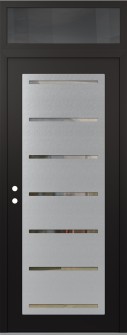 Diamond C11 36" x 96" black/black clear Glass Panel stainless steel RHI with Transom mirrored Glass