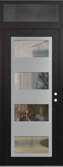 Diamond C2 36" x 96" black/black clear Glass Panel stainless steel LHI with Transom mirrored Glass