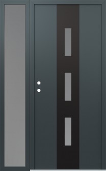 DIAMOND A7 52" X 80" ANTHRACITE/ANTHRACITE FROSTED GLASS PANEL BLACK RHI WITH SIDELITE FROSTED GLASS