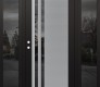 Modern Steel Front Door Diamond C6 64" x 80" black/black mirrored Glass Panel stainless steel RHI with 2 Sidelites mirrored Glass