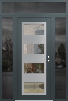 Diamond C2 60" x 96" anthracite/anthracite clear Glass Panel stainless steel LHI with 2 Sidelites and Transom mirrored Glass
