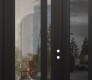 Modern Steel Front Door Diamond C15 50" x 96" black/black clear Glass Panel black LHI with Sidelite and Transom mirrored Glass