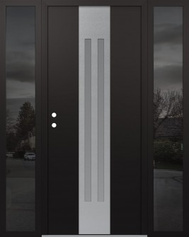 DIAMOND A8 60" X 80" BLACK/WHITE FROSTED GLASS PANEL STAINLESS STEEL RHI WITH 2 SIDELITES MIRRORED GLASS