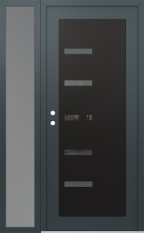 Diamond C8 48" x 80" anthracite/anthracite mirrored Glass Panel black RHI with Sidelite frosted Glass