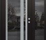 Modern Steel Front Door Diamond C15 52" x 80" black/black mirrored Glass Panel stainless steel LHI with Sidelite mirrored Glass