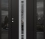 Modern Steel Front Door DIAMOND A4 60" X 80" BLACK/BLACK MIRRORED GLASS PANEL STAINLESS STEEL RHI WITH 2 SIDELITES MIRRORED GLASS