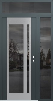 Diamond C15 52" x 96" anthracite/anthracite mirrored Glass Panel stainless steel LHI with Sidelite and Transom mirrored Glass