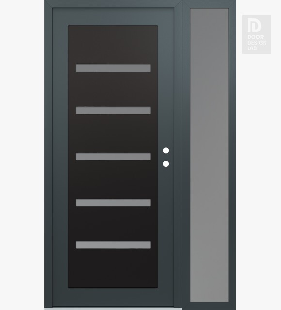 Modern Steel Front Door Diamond C7 50" x 80" anthracite/anthracite frosted Glass Panel black LHI with Sidelite frosted Glass