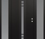 Modern Steel Front Door DIAMOND A4 60" X 80" BLACK/WHITE FROSTED GLASS PANEL BLACK LHI WITH 2 SIDELITES FROSTED GLASS
