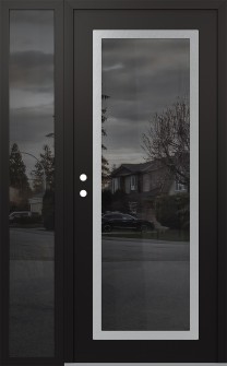 Diamond C1 48" x 80" black/black mirrored Glass Panel stainless steel RHI with Sidelite mirrored Glass