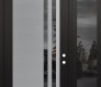 Modern Steel Front Door Diamond C6 50" x 96" black/black mirrored Glass Panel stainless steel LHI with Sidelite and Transom mirrored Glass