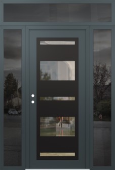 Diamond C10 60" x 96" anthracite/anthracite clear Glass Panel black RHI with 2 Sidelites and Transom mirrored Glass