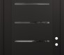 Modern Steel Front Door Diamond C11 36" x 96" black/black mirrored Glass Panel black LHI with Transom clear Glass