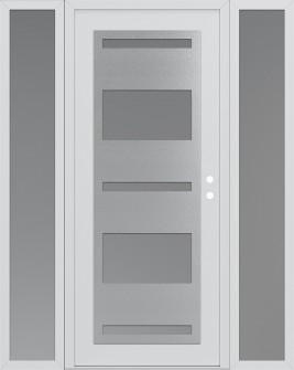 Diamond C10 60" x 80" white/white frosted Glass Panel stainless steel LHI with 2 Sidelites frosted Glass